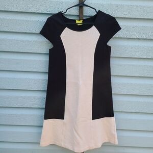 Anthropologie Maeve Mini Colorblock Dress Cap Sleeves Black Cream Sz S